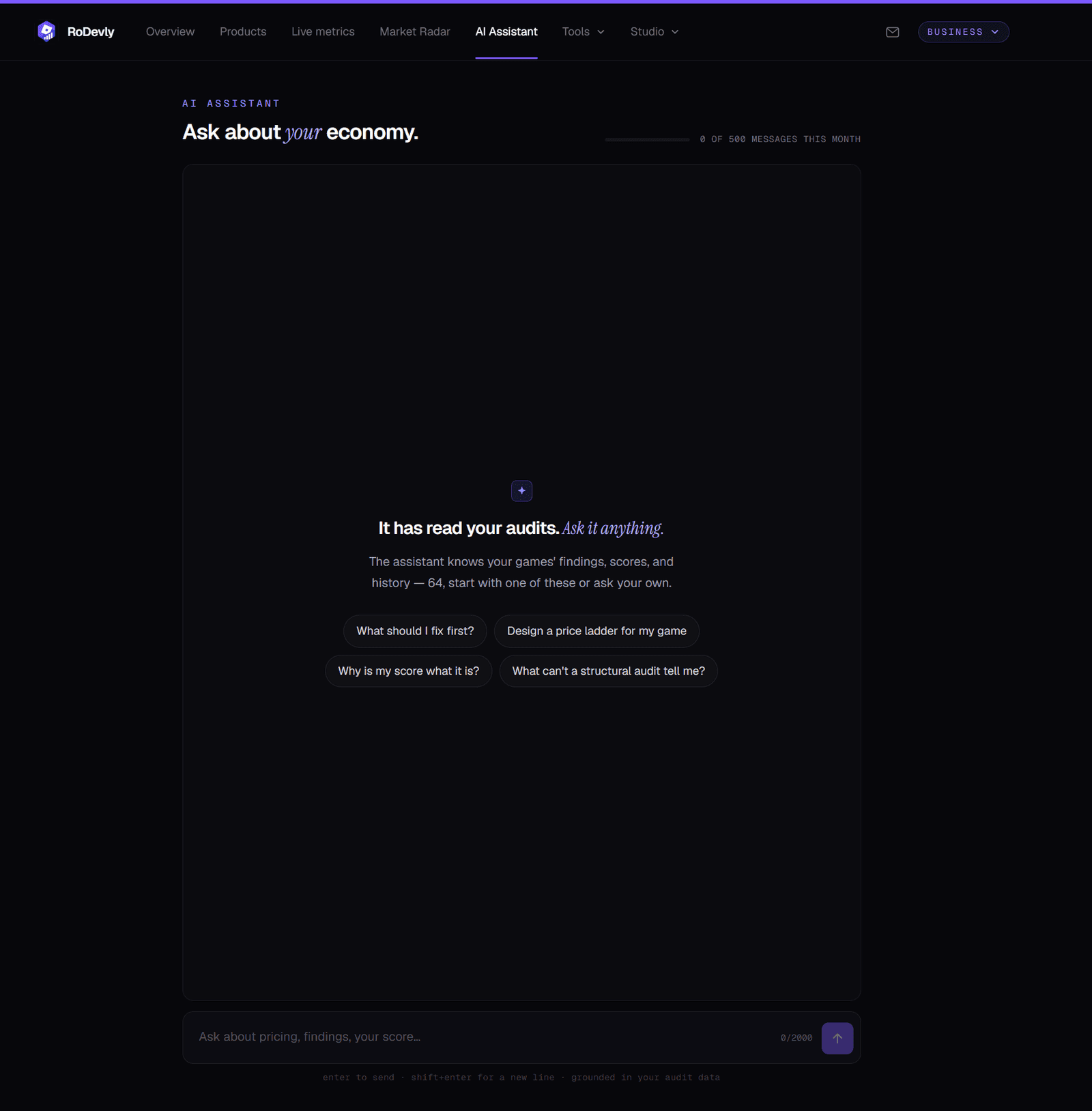The AI assistant, grounded in the account's own audit data